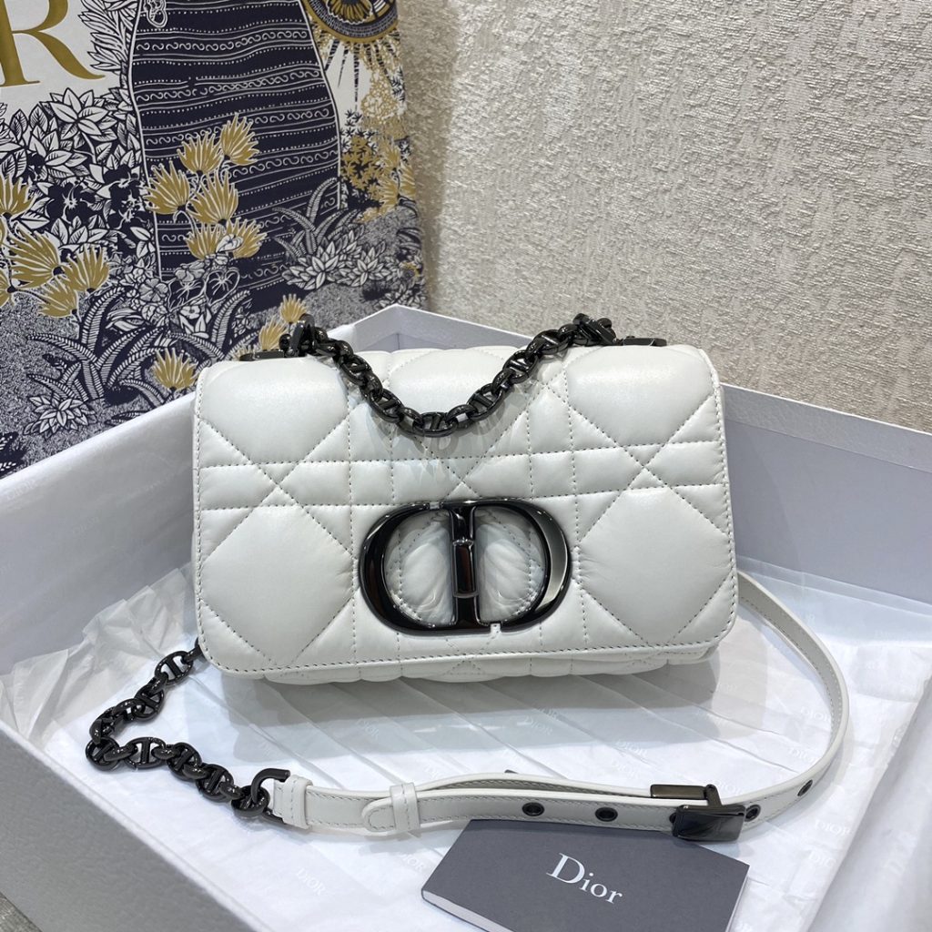 Christian Dior Mini Dior Caro Bag Latte Matte Padded Macrocannage, Latte White, For Women Women’s Handbags, Crossbody Bags, 20cm CD