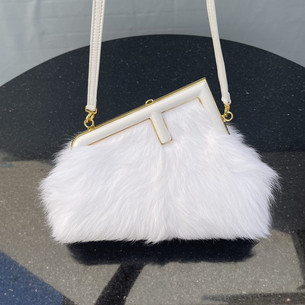 Fendi First Small White Fox Fur Bag For Woman 26cm/10in