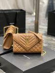 Saint Laurent Small Bag Dark Natural In Mix Matelasse For Women 8.2in/21cm YSL 600195BOW919207