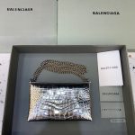 Balenciaga Triplet Small Bag Crocodile Embossed Silver, For Women, Women’s Bags 8.3in/21cm