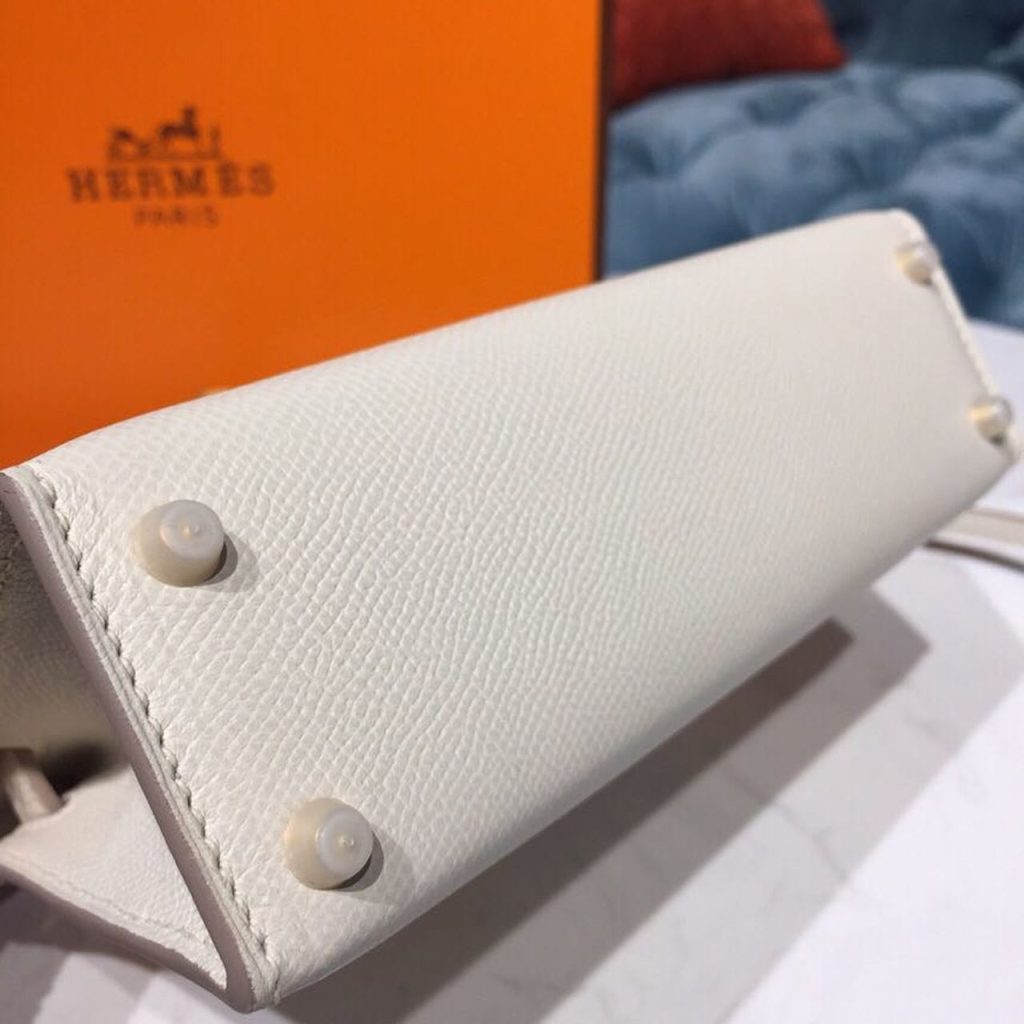 Hermes Mini Kelly White For Women Gold Toned Hardware 7.5in/19cm