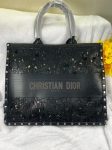 Christian Dior Black Leather Laser Cut Studded Book Medium Tote Bag Size: 36 x 27.5 x 16.5cm