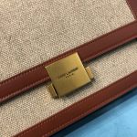 Saint Laurent Le Carré Satchel In Canvas And Box Natural Beige & Brick For Women 9in/23cm YSL