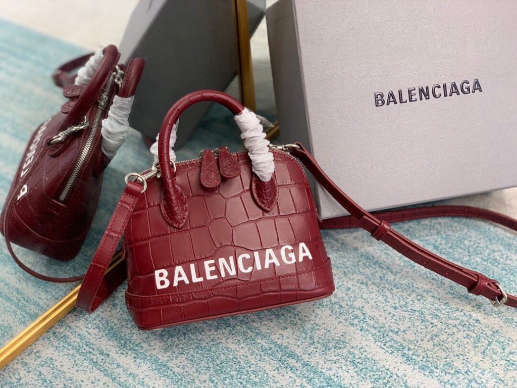 Balenciaga Ville Mini Handbag In Dark Red, For Women, Women’s Bags 7in/18cm