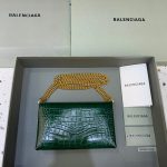 Balenciaga Triplet Small Bag Crocodile Embossed Green, For Women, Women’s Bags 8.3in/21cm