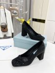 Prada Satin Pumps With Crystals Black For Women 3.5in/90mm PRD