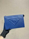 Prada Saffiano Pouch Blue For Women, Women’s Bags 9.8in/25cm 2VF039_2FAD_F0016_V_OOO