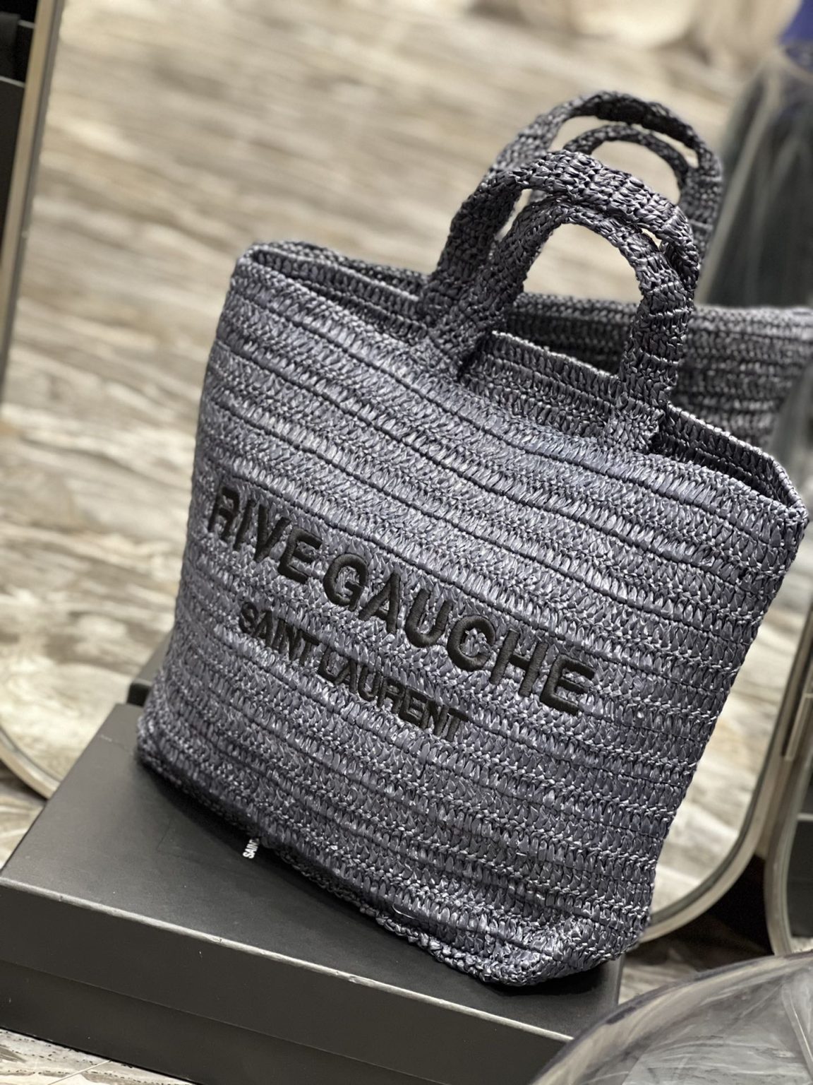 Saint Laurent Rive Gauche Supple Tote Bag Grey For Women, Women’s Bags 15in/38cm YSL