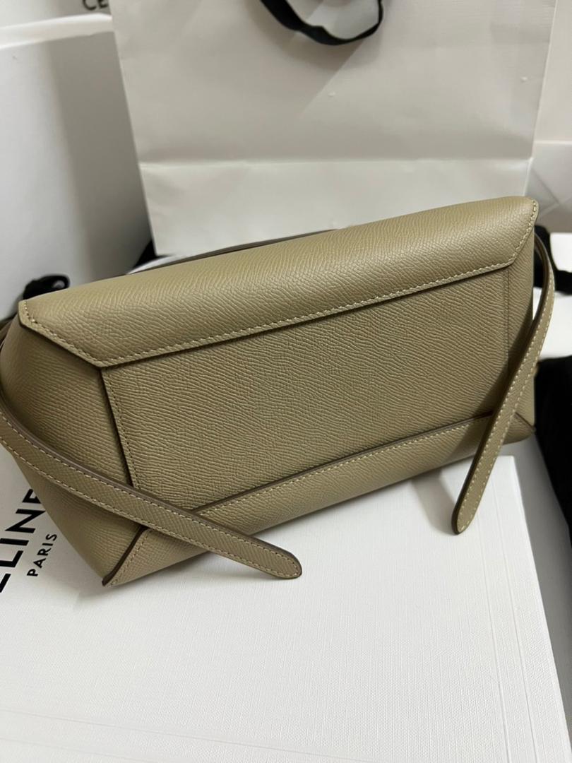 Celine Nano Micro Belt Bag In Grained Material Light Taupe For Women 9.5in/24cm