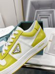 Prada Downtown Perforated Sneakers Yellow/White For Women 1.2in/30mm PRD 2EE364_3LKG_F0A7U