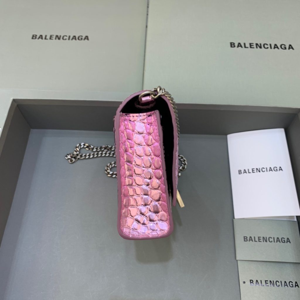 Balenciaga Hourglass Wallet On Chain in Pink, For Women, Women’s Bags 7.6in/19cm