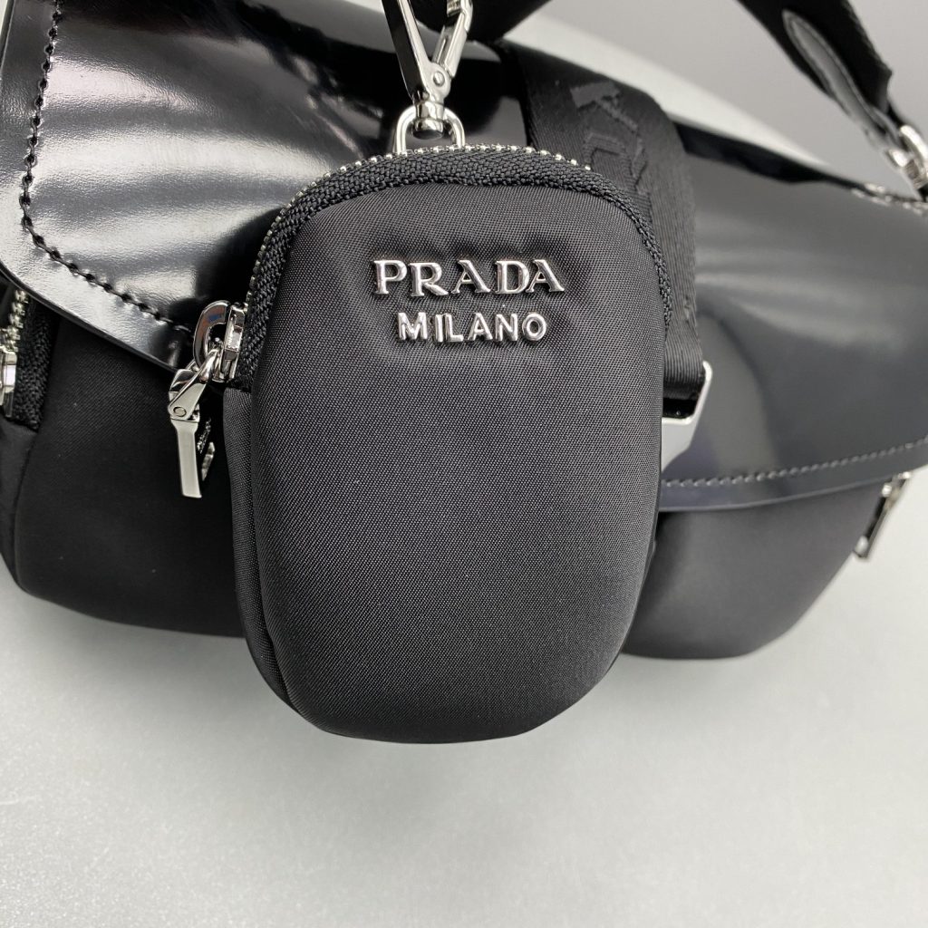 Prada Pocket Nylon And Brushed Bag Black For Women, Women’s Bags 9in/23cm 1BD295_789_F0002_V_BFO