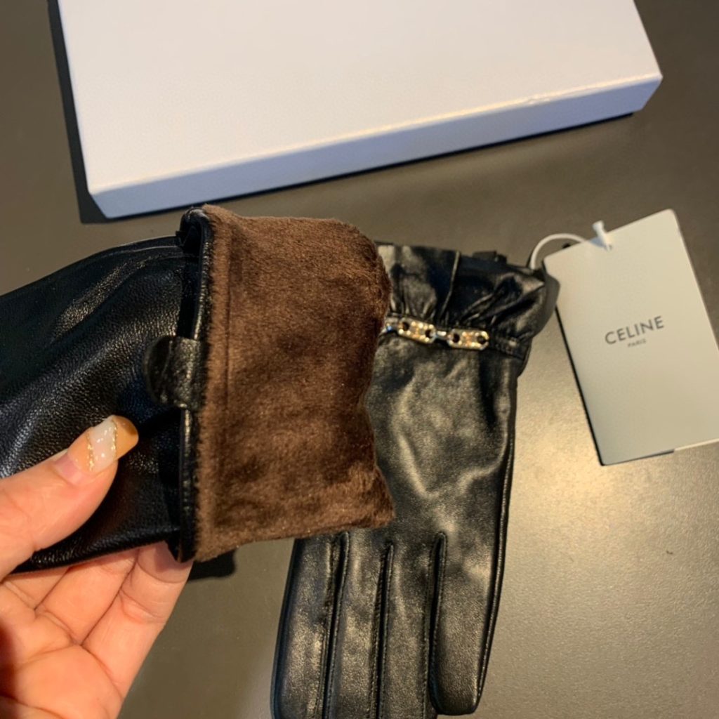 Celine Triomphe Gloves In Black