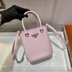 Prada Small Brushed Tote Pink For Women, Women’s Bags 6.9in/18cm 1BA331_ZO6_F0E18_V_OOO