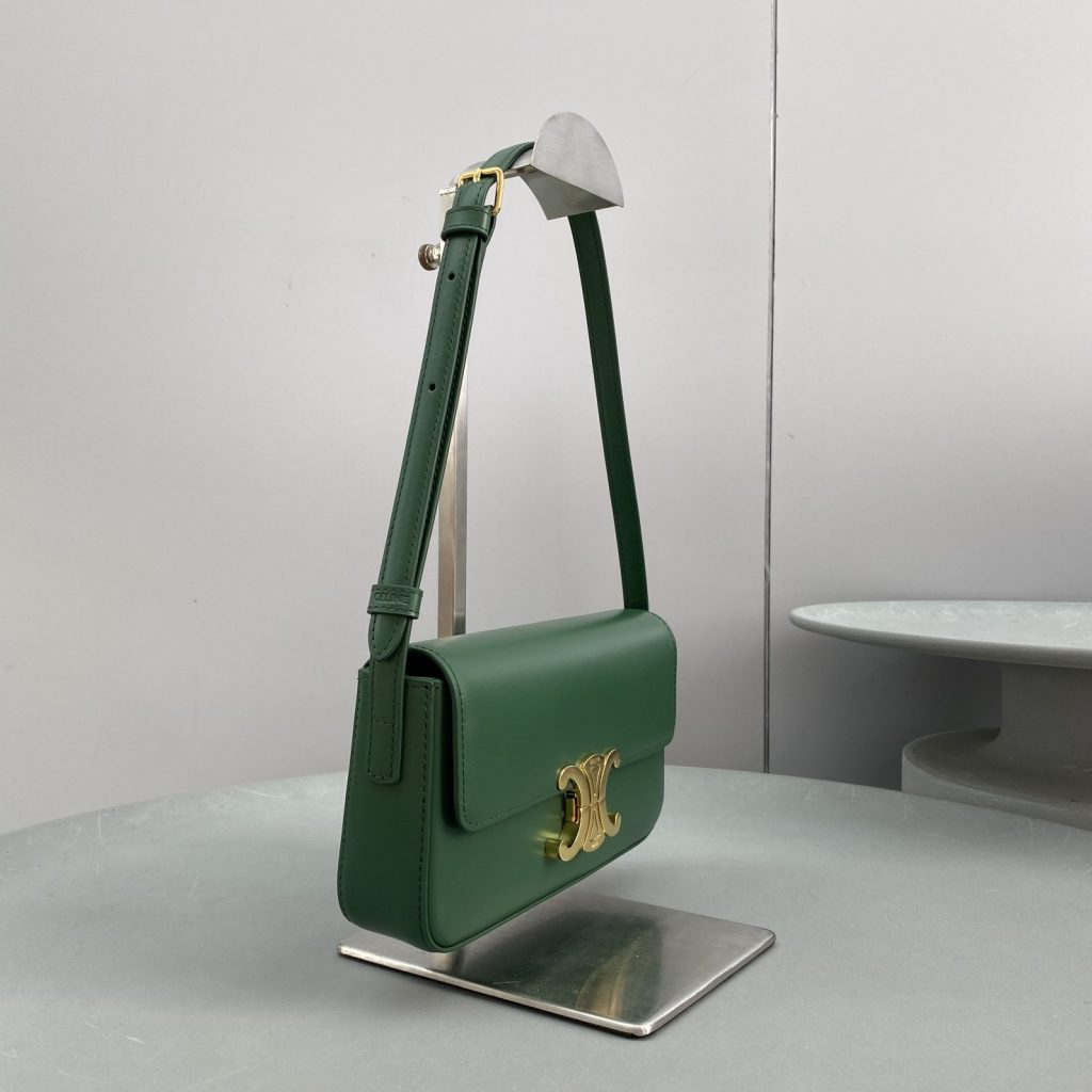 Celine Triomphe Shoulder Bag Green For Women 8in/20cm