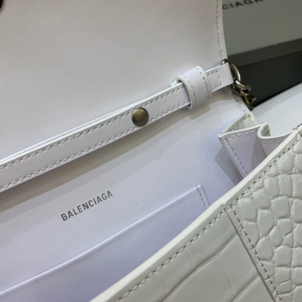 Balenciaga Hourglass Wallet On Chain in White, For Women, Women’s Bags 9in/23cm