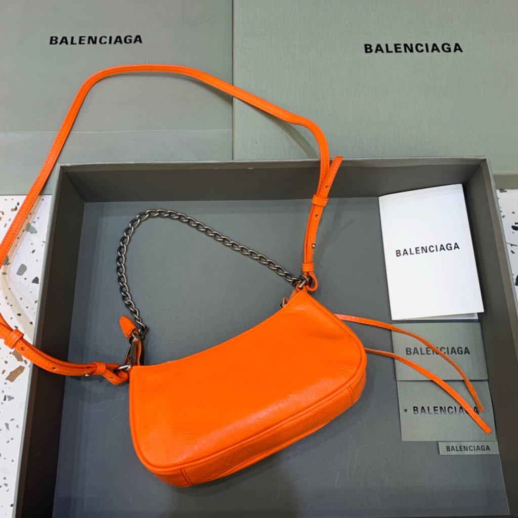 Balenciaga Le Cagole Mini Bag With Chain In Orange, For Women, Women’s Bags 8.2in/21cm