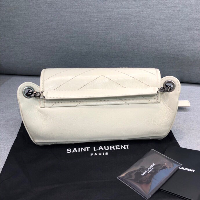 Saint Laurent Niki Medium Crinkled Shoulder Bag White For Women 11in/28cm YSL