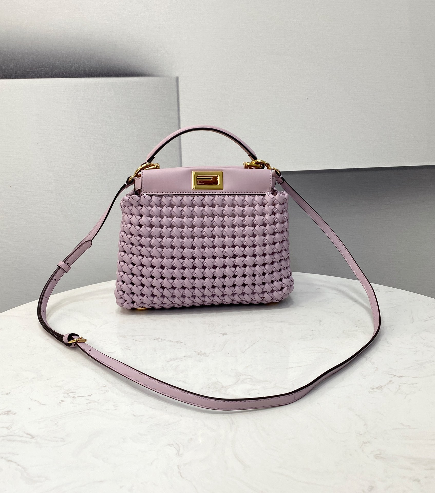 Fendi Peekaboo Mini Purple Braided Bag For Woman 18cm/7in