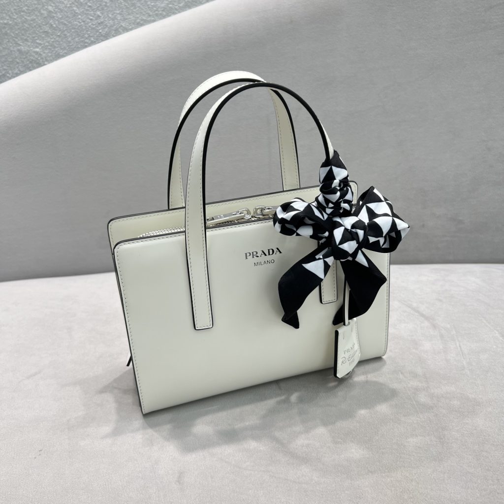 Prada Re-Edition 1995 Brushed Mini Handbag White For Women, Women’s Bags 8.6in/22cm