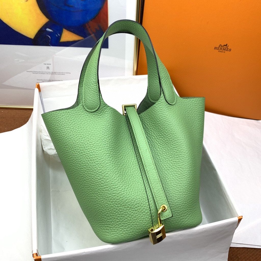 Hermes Picotin Lock 18 Bag Light Green With Gold-Toned Hardware For Women, Women’s Handbags 7.1in/18cm