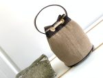 Celine Teen Drawstring In Textile With Triomphe Beige / Tan For Women 6in/15cm 196532EFZ.02ET