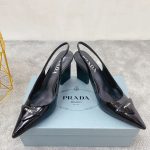 Prada Patent Sling-Back Pumps Black For Women 3.5in/90mm PRD