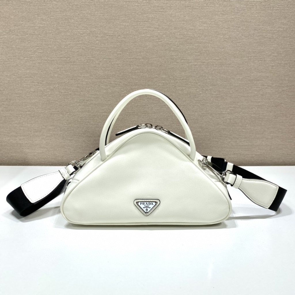 Prada Triangle Bag White For Women, Women’s Bags 9.8in/25cm 1BB082_2BYA_F0009_V_NEO