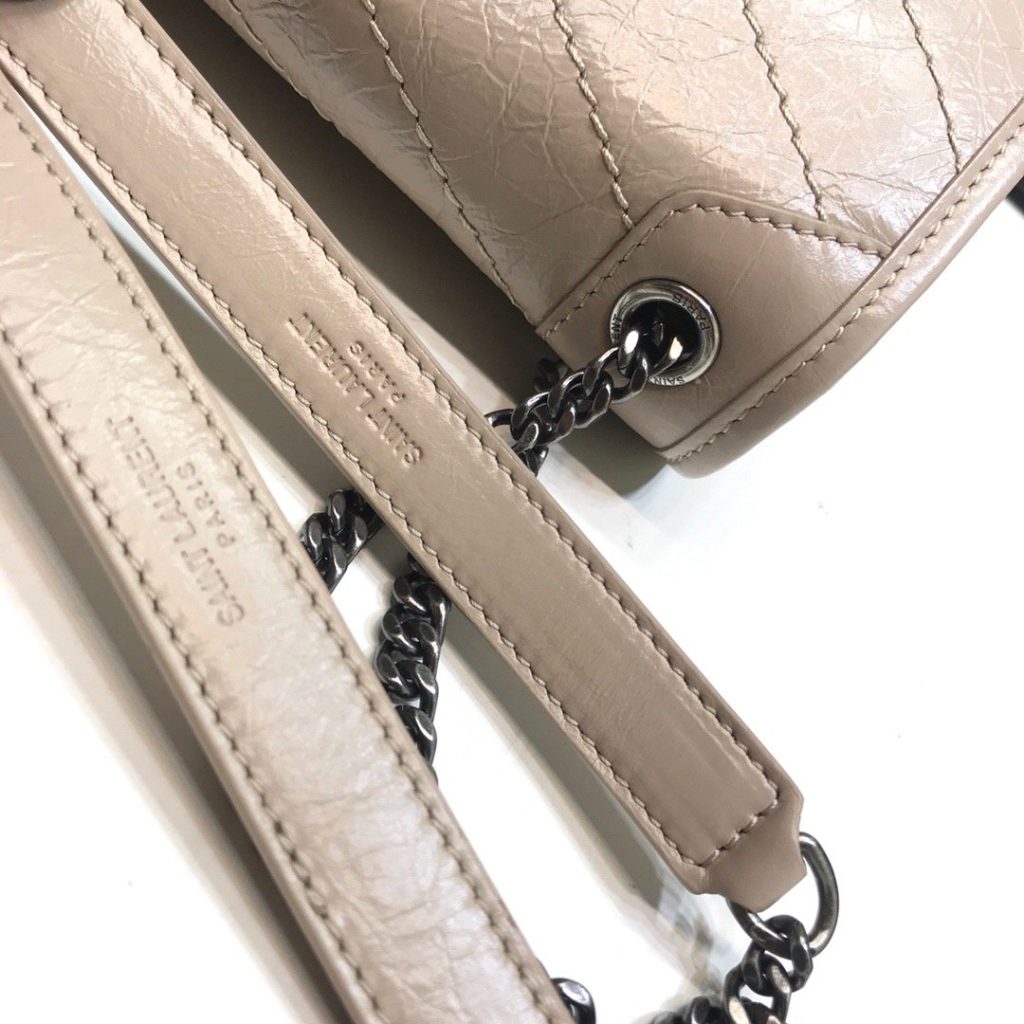 Saint Laurent Niki Baby Chain Bag In Crinkled Vintage Beige For Women 8.2in/21cm YSL 6331600EN049956