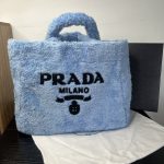 Prada Terry Tote Bag Blue For Women, Women’s Bags 15.7in/40cm 1BG130_2DXO_F0D4O_V_MWO