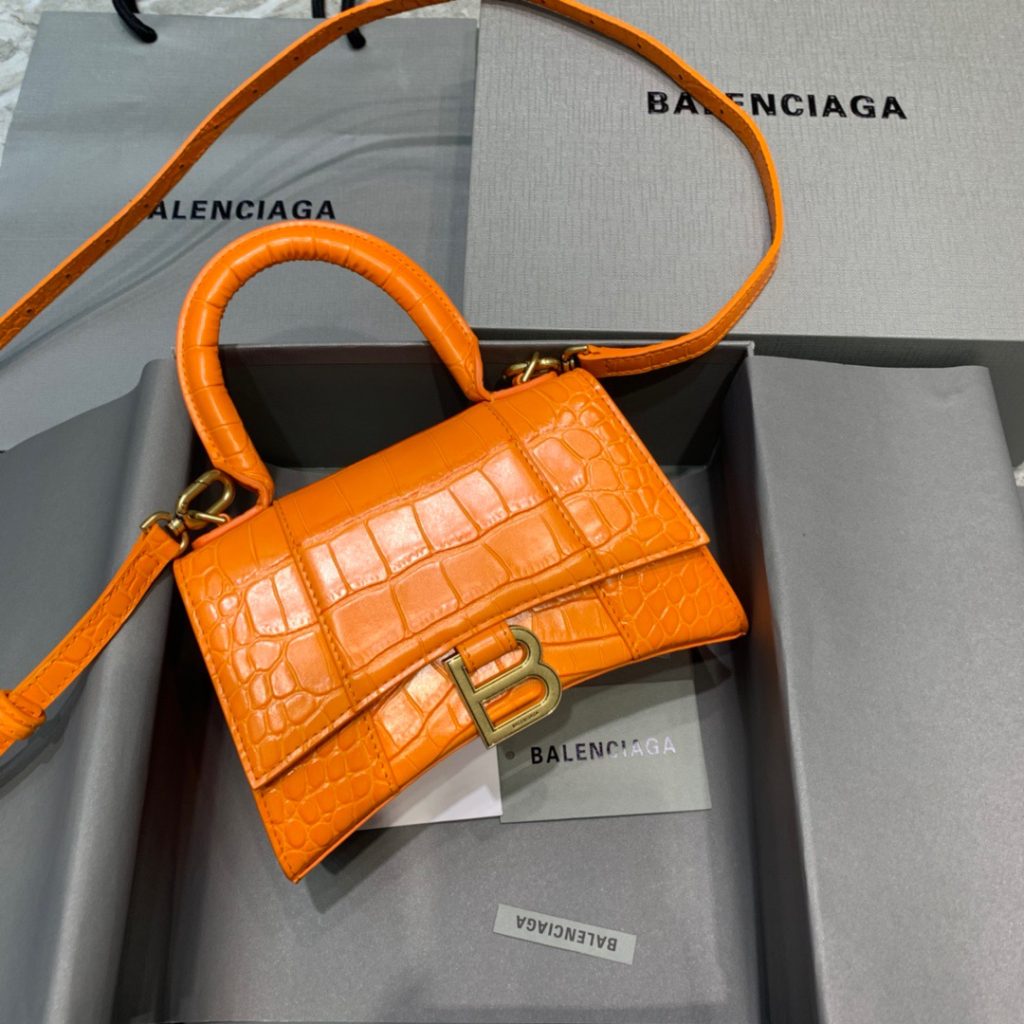 Balenciaga Hourglass XS Handbag In Orange, For Women, Women’s Bags 7.4in/19cm