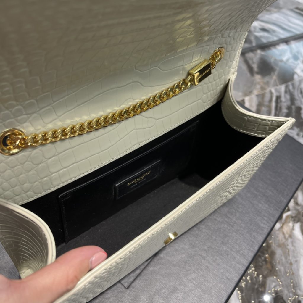 Saint Laurent Kata Medium Chain Bag White Vintage With Tassel For Women 9.4in/24cm YSL 354119DND0J9207