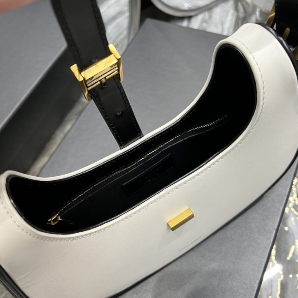 Saint Laurent Le Fermoir Hobo Bag White With Gold Hardware For Women 9.4in/24cm YSL