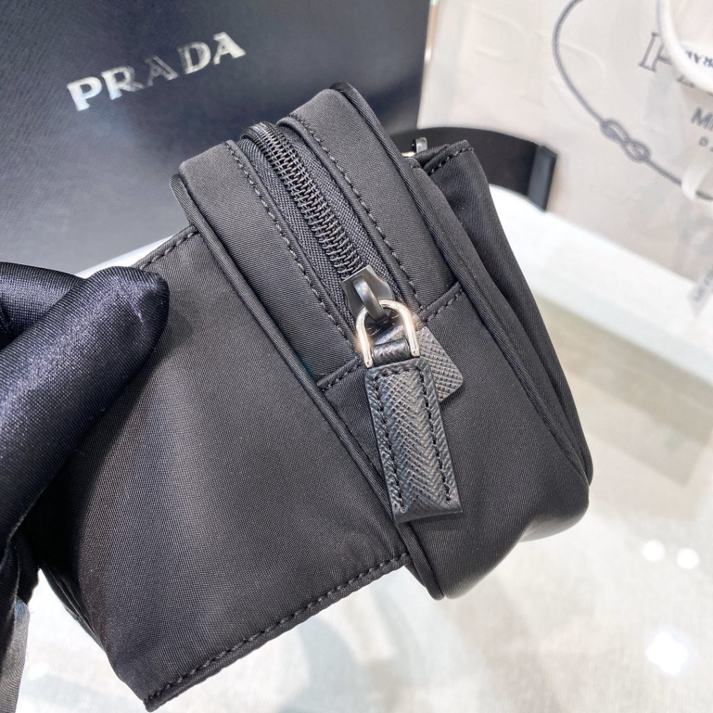 Prada Re-Nylon And Saffiano Belt Bag Black For Women, Women’s Bags 8.2in/21cm 2VL977_2DMG_F0002_V_WOO