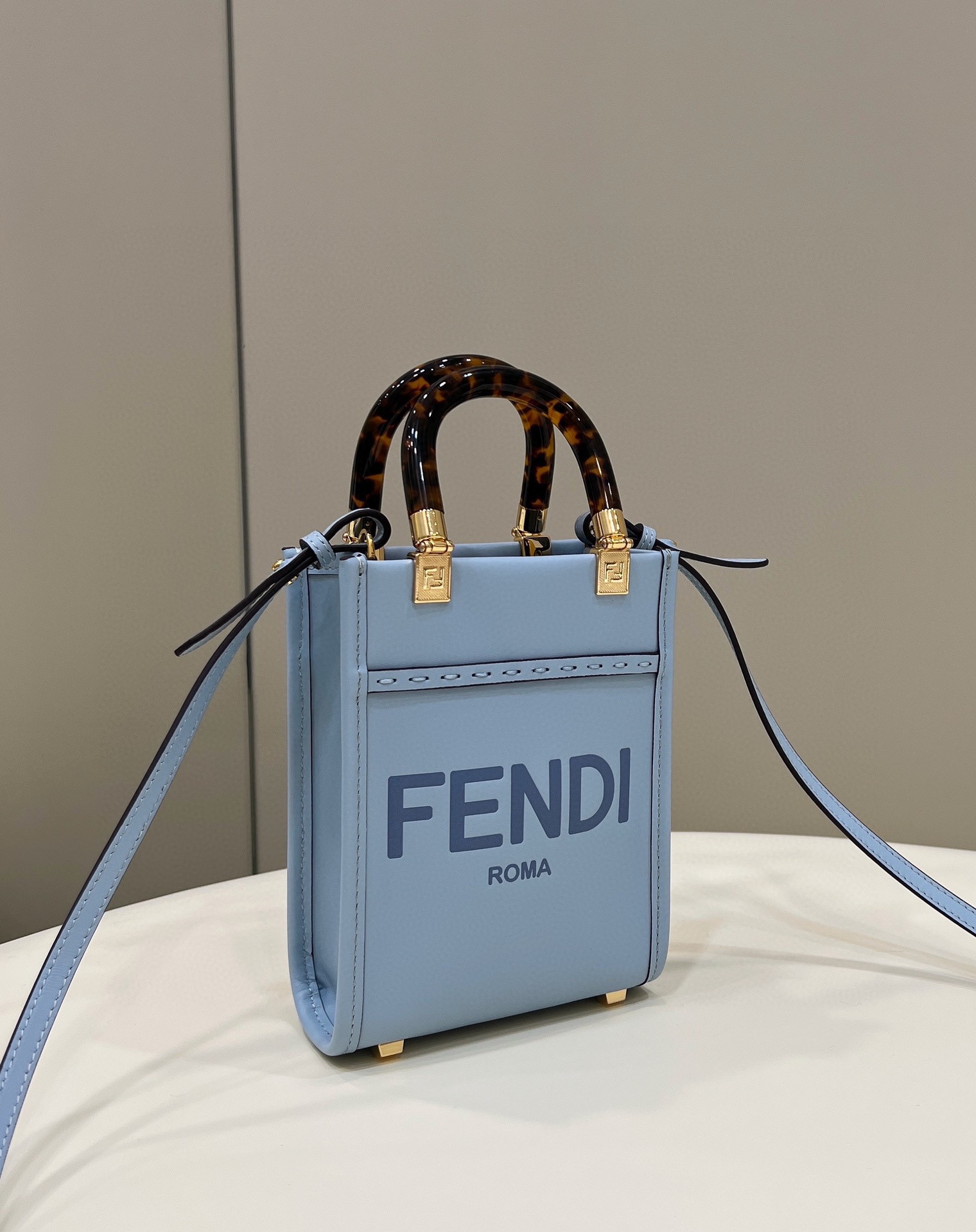 Fendi Sunshine Shopper Blue Mini Bag For Woman 13cm/5in