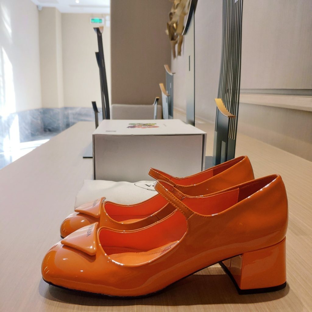 Prada Patent Pumps Orange For Women 1.8in/45mm PRD