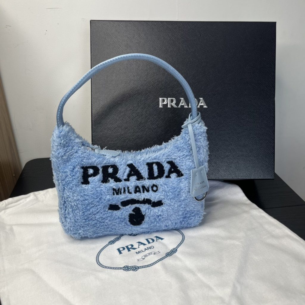 Prada Re-Edition 2000 Terry Mini-Bag Blue For Women, Women’s Bags 8.6in/22cm 1NE515_2DXO_F0D4O