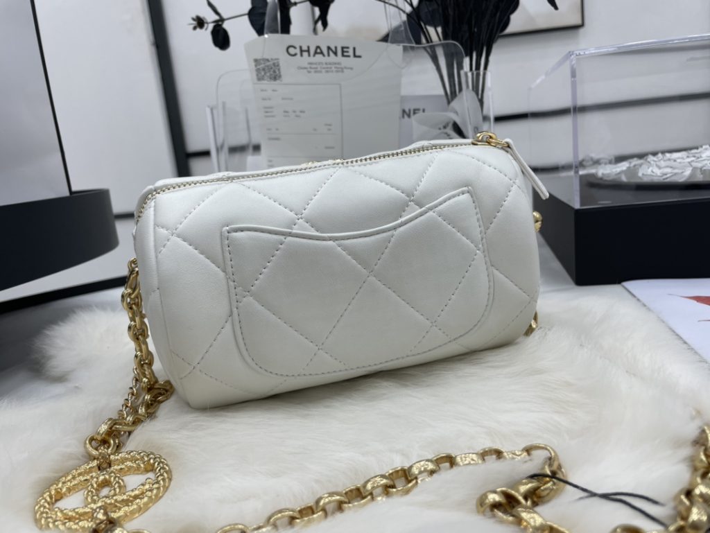 Chanel Bowling Mini White Bag For Women 11cm/4.3in