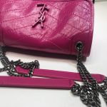 Saint Laurent Niki Baby Chain Bag In Crinkled Vintage Dark Pink For Women 8.2in/21cm YSL