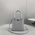 Prada Small Brushed Tote Grey For Women, Women’s Bags 6.9in/18cm