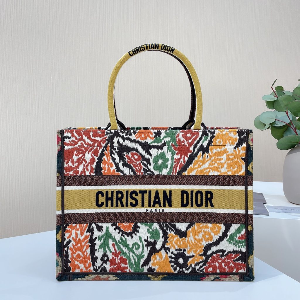 Christian Dior Medium Dior Book Tote Yellow Multicolor , For Women, Women’s Handbags 14in/36cm CD