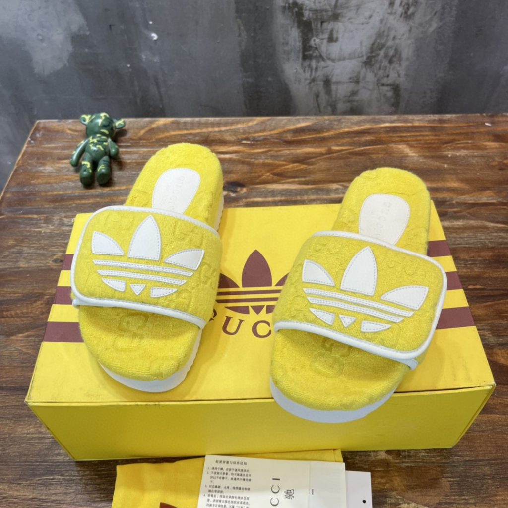 Gucci x Adidas Men’s Sandal With Platform And GG Yellow For Men 702398 UU010 7171