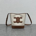 Celine Small Bucket Cuir Triomphe In Textile Natural / Tan For Women 9in/22cm 198242EFL.02NT