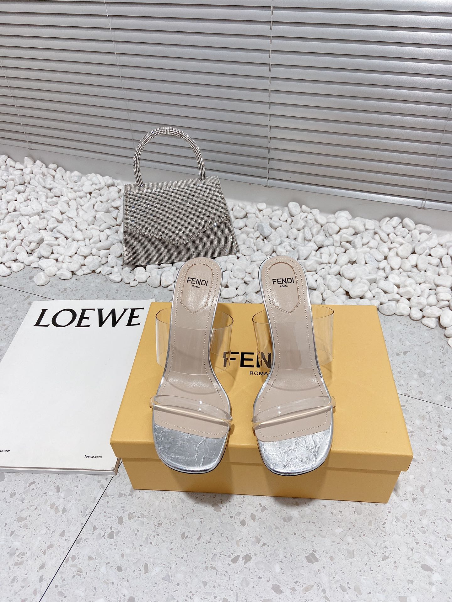 Fendi First Silver Transparent High-Heeled Sandals For Women