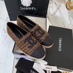 Chanel Espadrilles Tweed & Grosgrain Calfskin Leather Pre-Fall/Winter 2019 Collection, Black/Gold