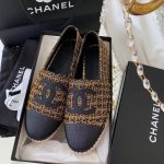 Chanel Espadrilles Tweed & Grosgrain Calfskin Leather Pre-Fall/Winter 2019 Collection, Black/Gold