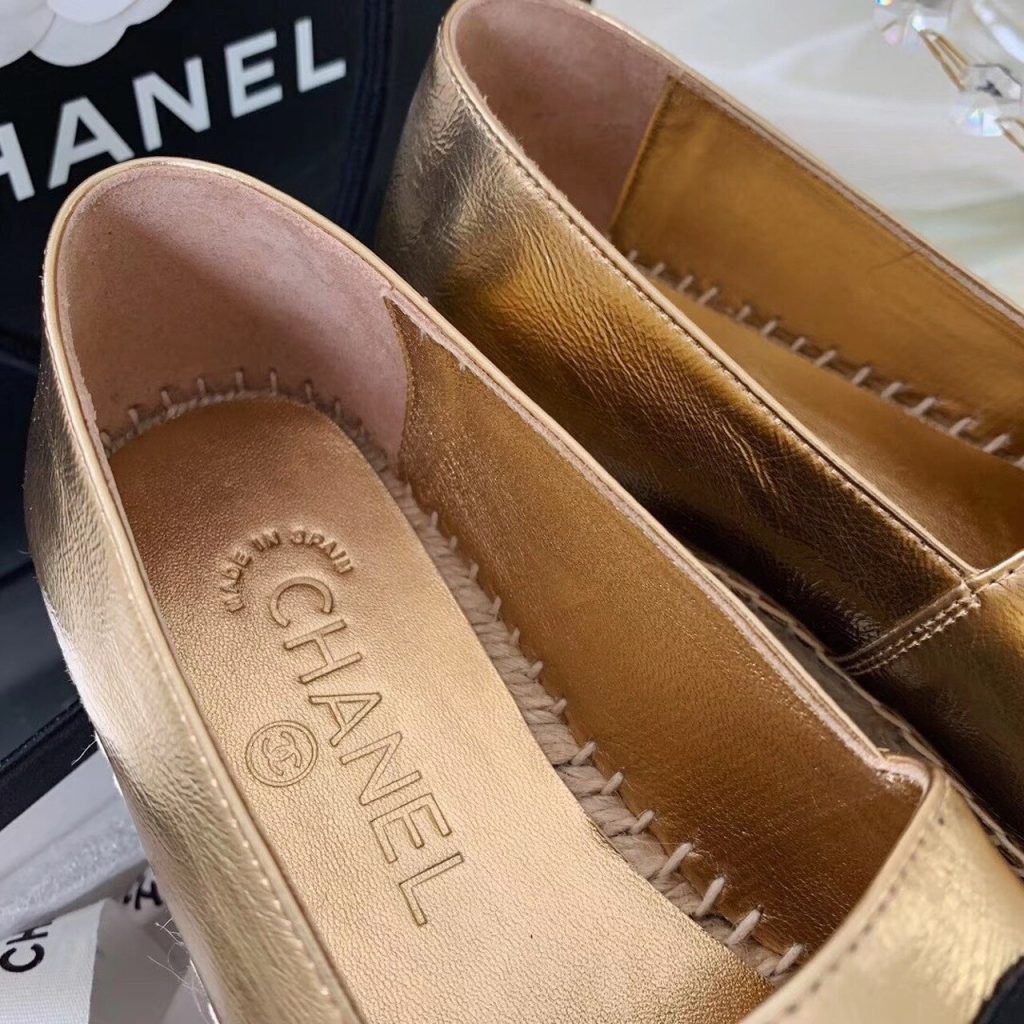 Chanel Espadrilles Rose Gold/Black For Women, Women’s Shoes G29762