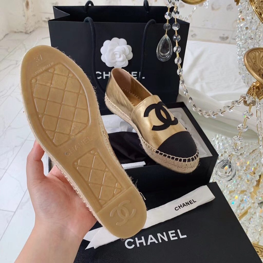 Chanel Espadrilles Rose Gold/Black For Women, Women’s Shoes G29762