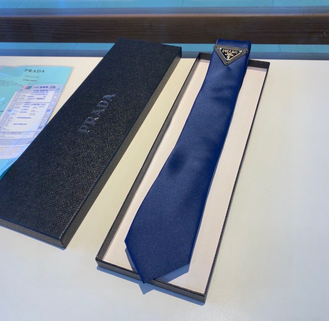 Prada Re-Nylon Gabardine Tie Blue Prada Men Tie  UCR77_1WQ8_F0ABM_S_202