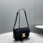 Celine Triomphe Shoulder Bag Black For Women 8in/20cm